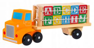 Zabawka Drewniana Ciężarówka TIR Klocki Drewniane
